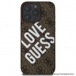 GUESS PU кожа 4G Big Love Logo MagSafe гръб за Apple iPhone 16 Pro Max, кафяв