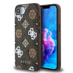 Guess PU 4G Peony с MagSafe за iPhone 16e – Кафяв