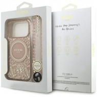 GUESS IML Flowers Electro Pearl Strap MagSafe за iPhone 17 Pro, розов