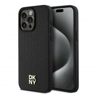 DKNY DKHMP15XPSHRPSK Leather Monogram Pattern Metal Logo MagSafe – калъф за iPhone 15 Pro Max, черен
