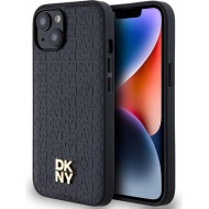 DKNY PU Checkered Pattern MagSafe за iPhone 15, черен