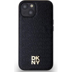 DKNY PU Checkered Pattern MagSafe за iPhone 15, черен