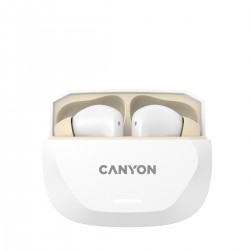 CANYON HEXAGON 7 TWS ANC+ENC Wireless Charge White Beige – căști fără fir