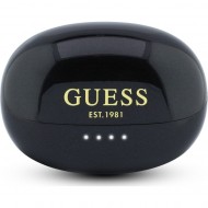 Guess GUTWSOL3MEGK Metallic Finish Classic Logo OWS Bluetooth слушалки, стерео v6.0, тип клипс за ухо, микрофон, черни