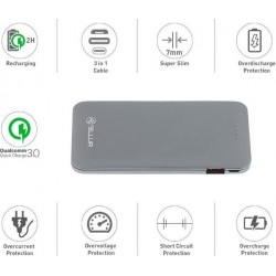 Tellur QC 3.0 5000mAh Slim Metallic - 3 in 1 TLL158131 baterie externă