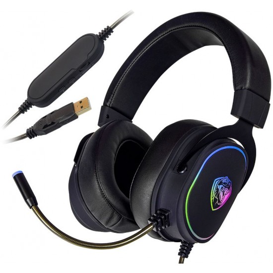 Гейминг слушалки с микрофон ROXPOWER T-ROX STGH381, 7.1 Virtual Surround Sound technology, RGB, черенСлушалки за компютър