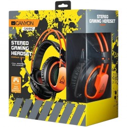 CANYON CORAX CND-SGHS5A căști de gaming cu microfon, stereo și iluminare LED