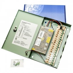 PA21 Sursă de alimentare pentru supraveghere video 12V 10A, 18 canale cu protecții, cutie metalică