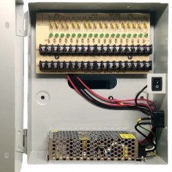 PA21 Sursă de alimentare pentru supraveghere video 12V 10A, 18 canale cu protecții, cutie metalică