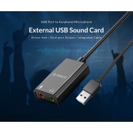 ORICO SKT2-BK placă de sunet USB externă cu ieșire de 3,5 mm pentru căști și intrare pentru microfon