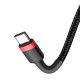 Baseus Cafule USB-C към USB-C кабел PD 2.0 60W - кабел с кабелна оплетка и бързо зареждане за устройства с USB-C порт (200 см) (черно-червено)USB Кабели за смарт телефони