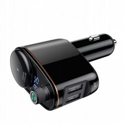 Încărcător auto Baseus Locomotive CCALL-RH01 cu transmițător FM Bluetooth, MP3, 2x USB, 3.4A, negru