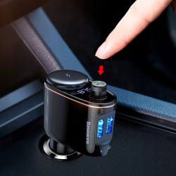 Încărcător auto Baseus Locomotive CCALL-RH01 cu transmițător FM Bluetooth, MP3, 2x USB, 3.4A, negru