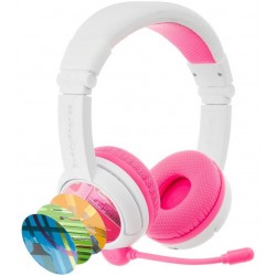 BuddyPhones SCHOOL+ – детски слушалки с микрофон, 3.5 мм жак, розови