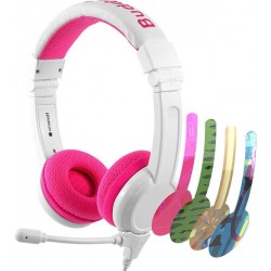 BuddyPhones SCHOOL+ – детски слушалки с микрофон, 3.5 мм жак, розови