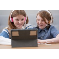 BuddyPhones School+ – детски жични слушалки с микрофон, 3.5 мм жак, розови