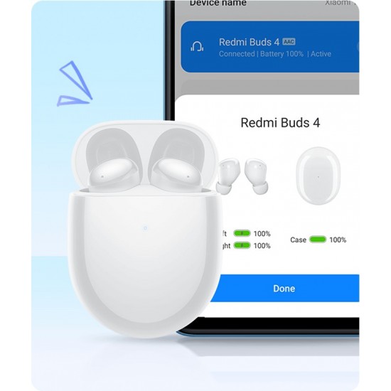 Bluetooth слушалки Xiaomi Redmi Buds 4, Tws, БелиTrue Wireless Тапи