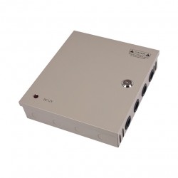 Bravas PA83 – Sursă de alimentare pentru supraveghere video 12V 10A, 9 canale cu protecție și carcasă metalică